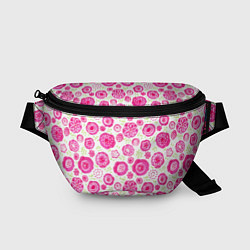 Поясная сумка Яркие розовые цветы в дудл стиле, абстракция, цвет: 3D-принт