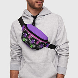 Поясная сумка Розово-фиолетовый геометрические фигуры и полосы, цвет: 3D-принт — фото 2