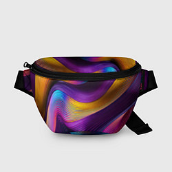 Поясная сумка Абстрактная волновая композиция Неоновые полосы Ab, цвет: 3D-принт