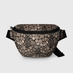 Поясная сумка Черно-коричневая текстура камня, цвет: 3D-принт