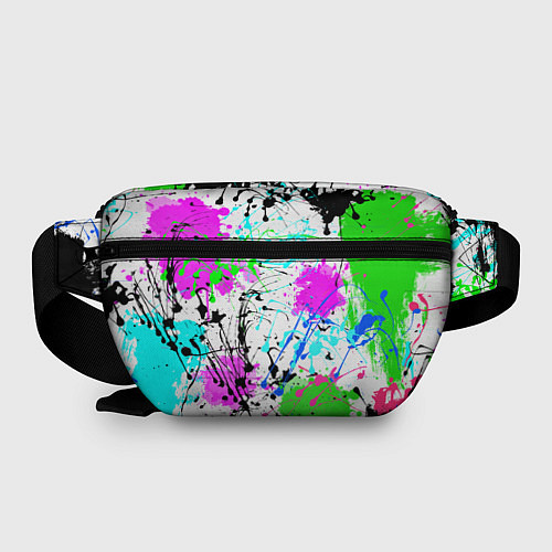 Поясная сумка Неоновые разноцветные пятна и брызги красок / 3D-принт – фото 2