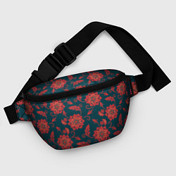 Поясная сумка Red flowers texture, цвет: 3D-принт — фото 2