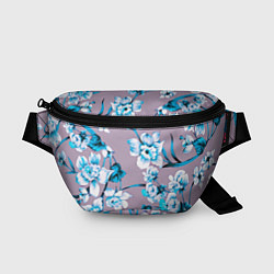 Поясная сумка Летний стилизованный цветочный паттерн, цвет: 3D-принт