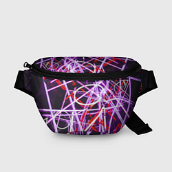 Поясная сумка Неоновые хаотичные линии и буквы - Розовый, цвет: 3D-принт