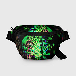 Поясная сумка Неоновые дискообразные узоры - Зелёный, цвет: 3D-принт