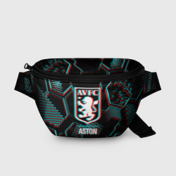 Поясная сумка Aston Villa FC в стиле Glitch на темном фоне, цвет: 3D-принт