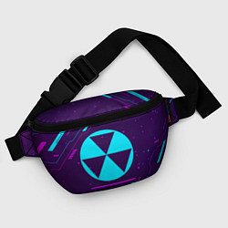 Поясная сумка Символ Fallout в неоновых цветах на темном фоне, цвет: 3D-принт — фото 2