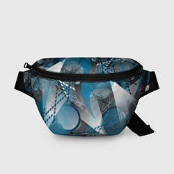 Поясная сумка Абстрактный серо-синий принт, цвет: 3D-принт