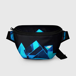 Поясная сумка Неоновые объёмный куб - Синий, цвет: 3D-принт
