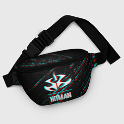 Поясная сумка Hitman в стиле Glitch и Баги Графики на темном фон, цвет: 3D-принт — фото 2