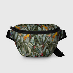 Поясная сумка Попугаи и Цветы Зелёные Джунгли, цвет: 3D-принт
