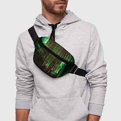 Поясная сумка Абстрактное множество зелёных неоновых лучей, цвет: 3D-принт — фото 2