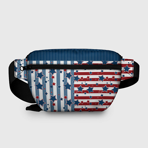 Поясная сумка Blue stars on a striped pattern / 3D-принт – фото 2