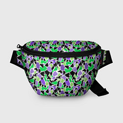 Поясная сумка Зелено-фиолетовый абстрактный узор, цвет: 3D-принт