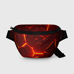 Поясная сумка Красные неоновые геометрические плиты, цвет: 3D-принт