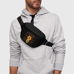Поясная сумка Лев в наушниках с дредами, цвет: 3D-принт — фото 2