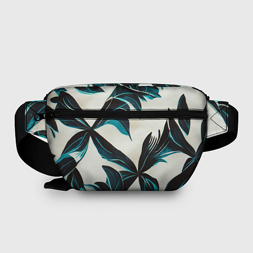 Поясная сумка Листья тропические тёмно-синие / 3D-принт – фото 2