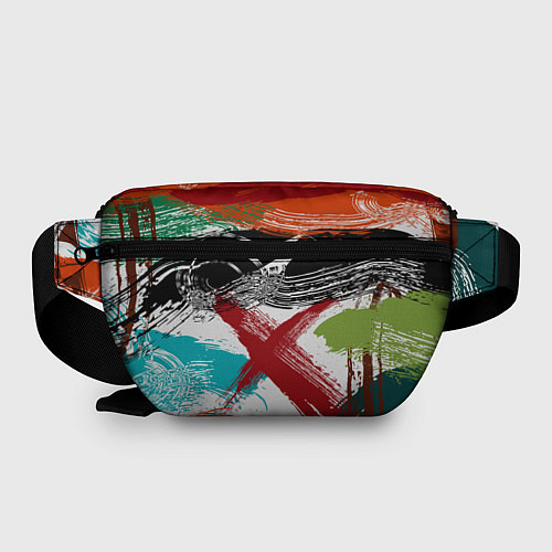Поясная сумка Мазки кистью по холсту цветной краской abstraction / 3D-принт – фото 2