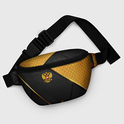 Поясная сумка Герб России на черном фоне с золотыми вставками, цвет: 3D-принт — фото 2