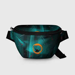 Поясная сумка Абстрактные светло-синие оттенки и мазки красок, цвет: 3D-принт