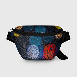 Поясная сумка Разноцветные огни сквозь дождевое стекло, цвет: 3D-принт