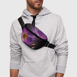 Поясная сумка Фиолетовый цветок светящийся, цвет: 3D-принт — фото 2