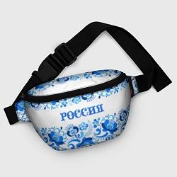 Поясная сумка РОССИЯ голубой узор, цвет: 3D-принт — фото 2