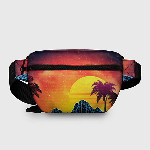 Поясная сумка Тропический остров на закате ретро иллюстрация / 3D-принт – фото 2