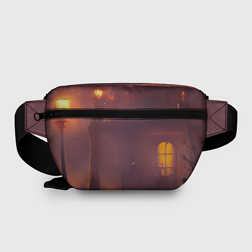 Поясная сумка Викторианский дом и старые фонари с тыквами в пурп / 3D-принт – фото 2