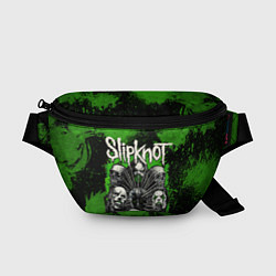 Поясная сумка Slipknot green abstract, цвет: 3D-принт