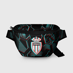 Поясная сумка Monaco FC в стиле glitch на темном фоне, цвет: 3D-принт