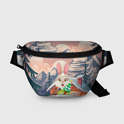 Поясная сумка Зайчик с елочкой в руках, цвет: 3D-принт