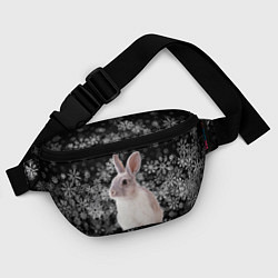 Поясная сумка Кролик и пушистые снежинки, цвет: 3D-принт — фото 2