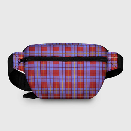Поясная сумка Ткань Шотландка красно-синяя / 3D-принт – фото 2