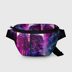 Поясная сумка Сиреневый лес - глитч, цвет: 3D-принт