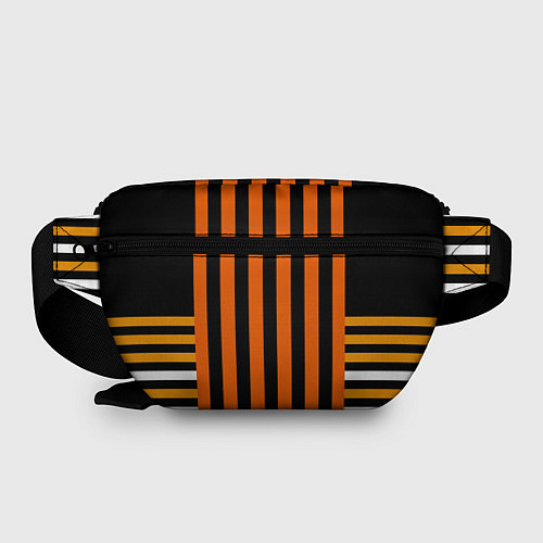 Поясная сумка Полосатый узор в красных оранжевых тонах на черном / 3D-принт – фото 2
