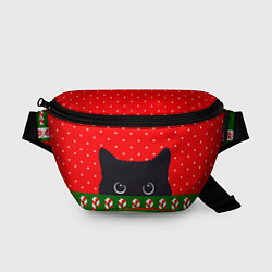 Поясная сумка Котик: новогодний свитер