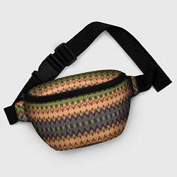 Поясная сумка Желто-оливковый полосатый орнамент, цвет: 3D-принт — фото 2