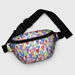 Поясная сумка Разноцветные сердечки Калейдоскоп, цвет: 3D-принт — фото 2