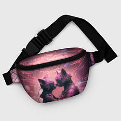 Поясная сумка Влюбленные кибер-котики, цвет: 3D-принт — фото 2