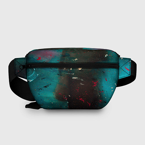 Поясная сумка Абстрактные тьма, светло-синий туман и мазки красо / 3D-принт – фото 2