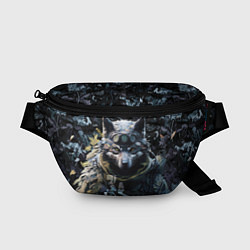 Поясная сумка Волк воин в камуфляже, цвет: 3D-принт