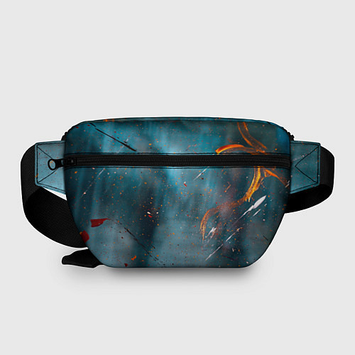 Поясная сумка Абстрактный синий туман, силуэты и краски / 3D-принт – фото 2