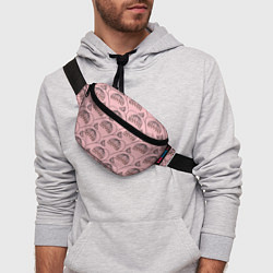 Поясная сумка Цветы в стиле бохо на пудрово-розовом фоне, цвет: 3D-принт — фото 2