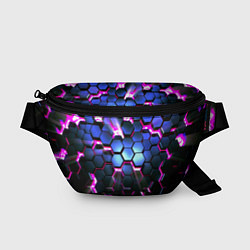 Поясная сумка Неоновые стильные соты, цвет: 3D-принт