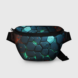 Поясная сумка Плиты с зеленым неоновым светом, цвет: 3D-принт