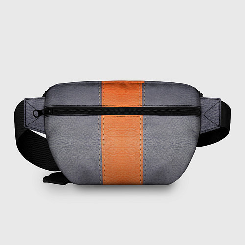 Поясная сумка Кожа серая оранжевая / 3D-принт – фото 2