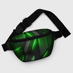 Поясная сумка Черные пластины с зеленым свечением, цвет: 3D-принт — фото 2