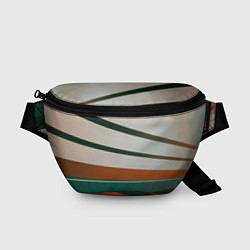 Поясная сумка Абстрактные зелёные и оранжевые линии, цвет: 3D-принт