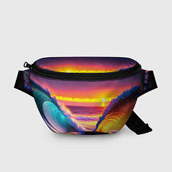 Поясная сумка Волны на закате, цвет: 3D-принт